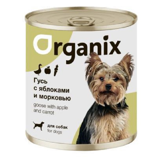 фото Влажный корм для собак organix organix фрикасе из гуся с яблоками и морковью 750 гр