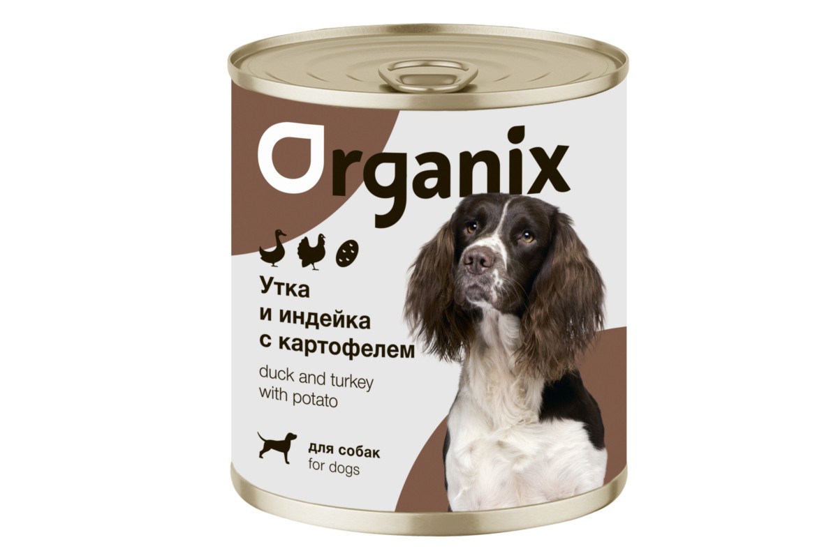 фото Влажный корм для собак organix с уткой, индейкой и картофелем, 750г