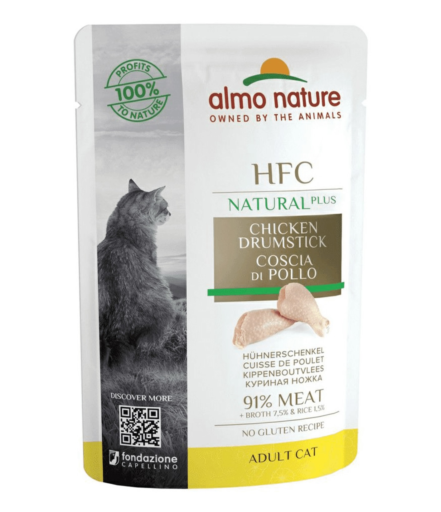 Влажный корм для кошек Almo Nature Cat HFC Natural Plus, с куриными бедрышками, 55г