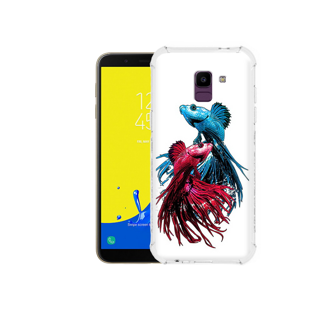 

Чехол MyPads Tocco для Samsung Galaxy J6 (2018) рыбы петушки, Прозрачный, Tocco