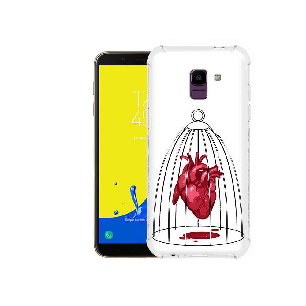 

Чехол MyPads Tocco для Samsung Galaxy J6 (2018) сердце в клетке, Прозрачный, Tocco