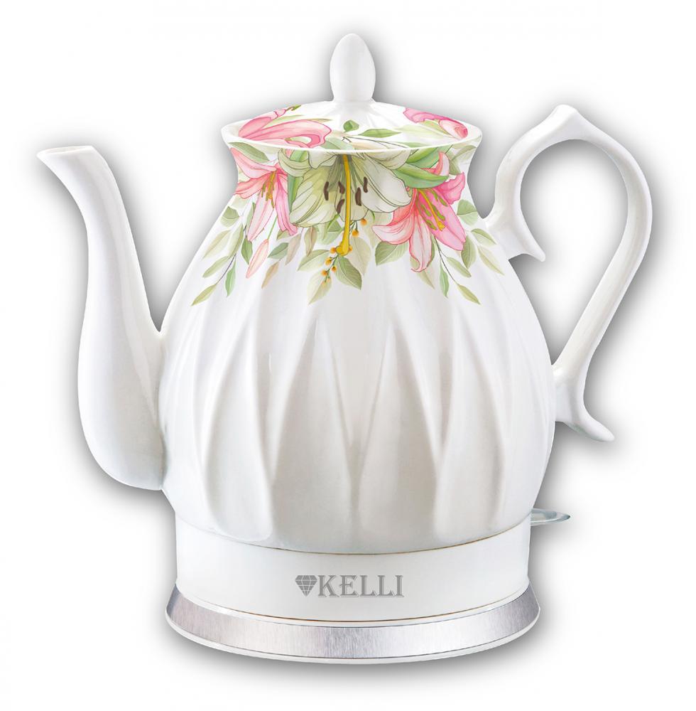 Чайник электрический KELLI KL-1381 2 л белый чайник kelli kl 4555 3l cream marble