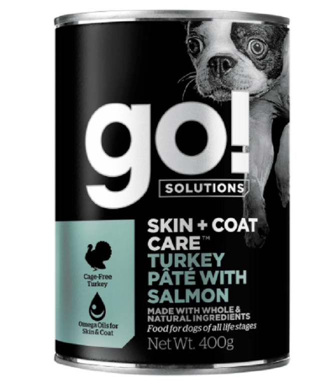 фото Влажный корм для собак go! solutions skin & coat care , индейка, лосось, 400г