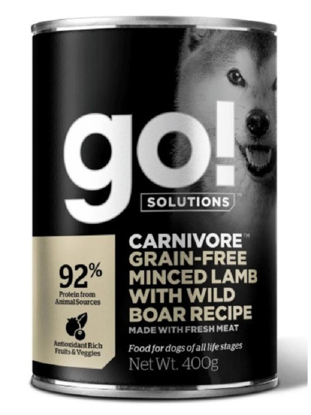 фото Влажный корм для собак go! solutions carnivore с рубленым ягненком и мясом кабана, 400г