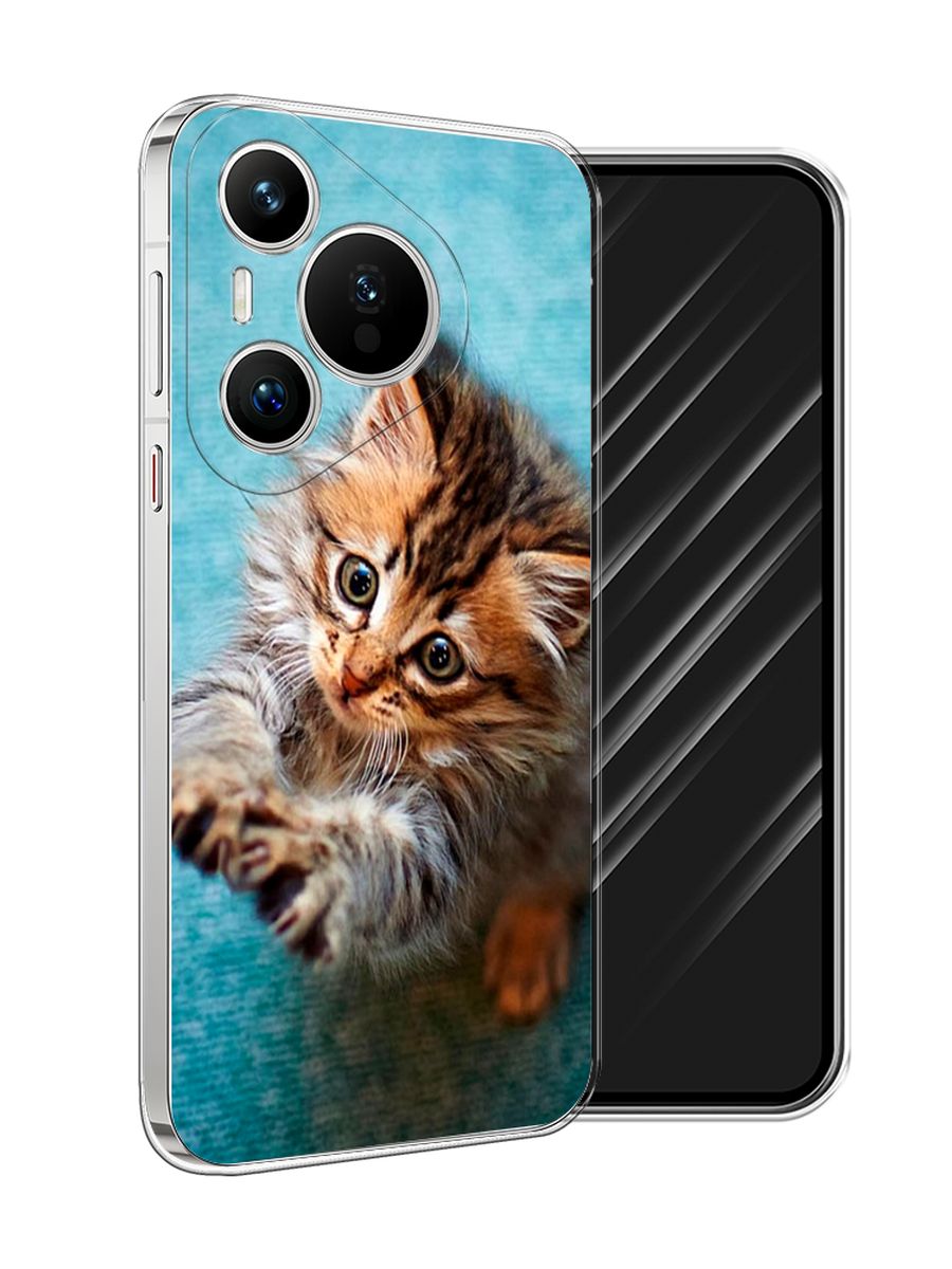 

Чехол Awog на Huawei Pura 70 "Котенок просит есть", Бирюзовый;коричневый;белый, 6124050-1