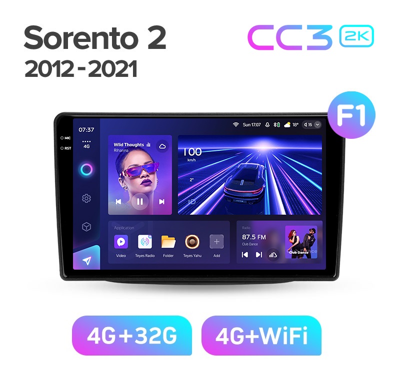 Магнитола TEYES KIA SORENTO 2012-2021г CC3 2K 432ГБ 3389000₽