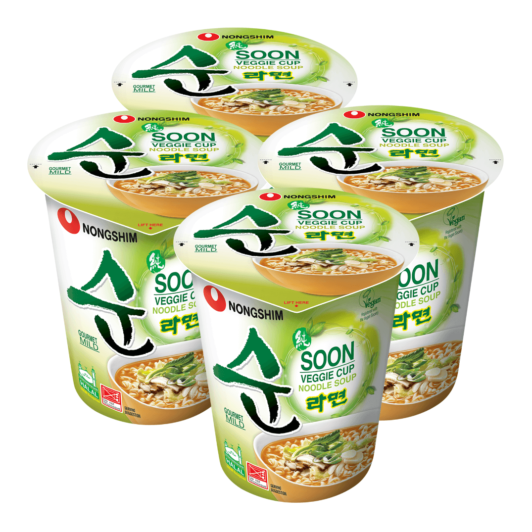 фото Лапша быстрого приготовления soon veggie овощная nongshim, стакан 67 г х 4 шт