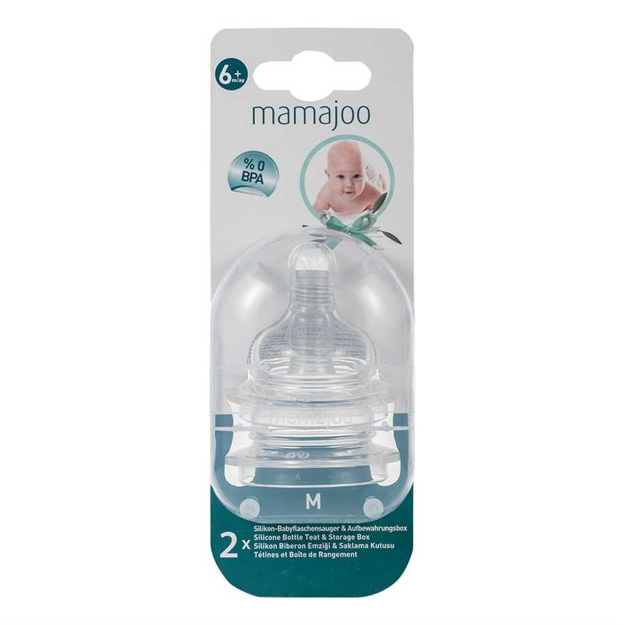 фото Соска mamajoo силиконовая для бутылочки 6+ (m) anti-colic bottle teats, 2 шт