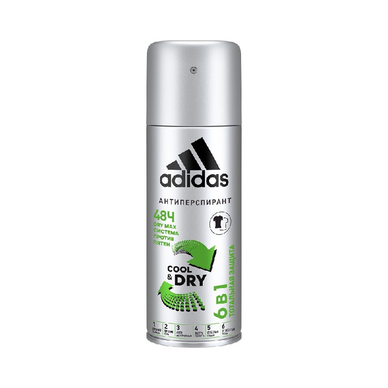 

Дезодорант-антиперспирант Adidas 6-в-1 150 мл, 6 in 1 150 мл