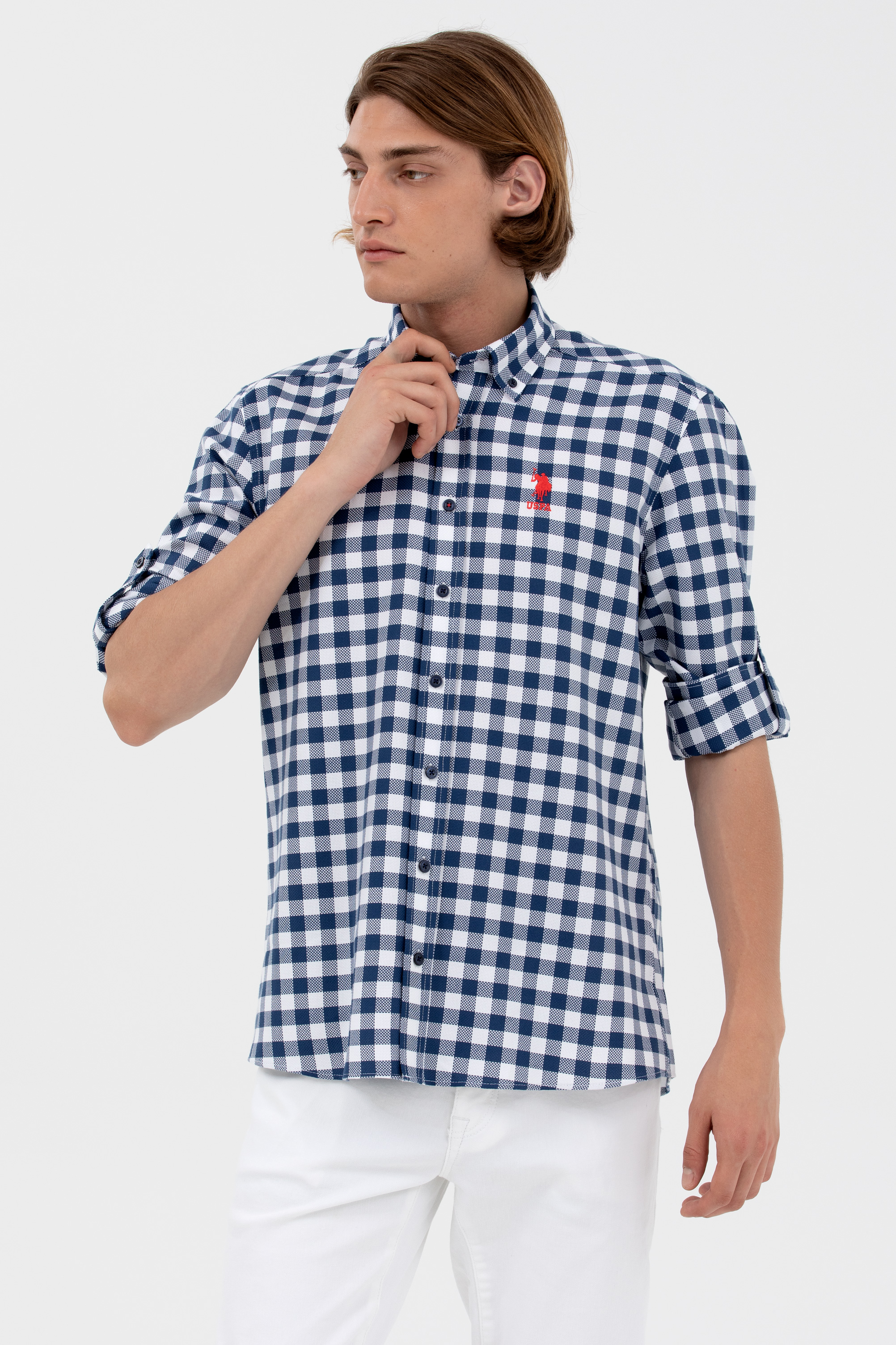 

Рубашка мужская U.S. POLO Assn. G081GL0040TOLYA синяя S, Синий, G081GL0040TOLYA