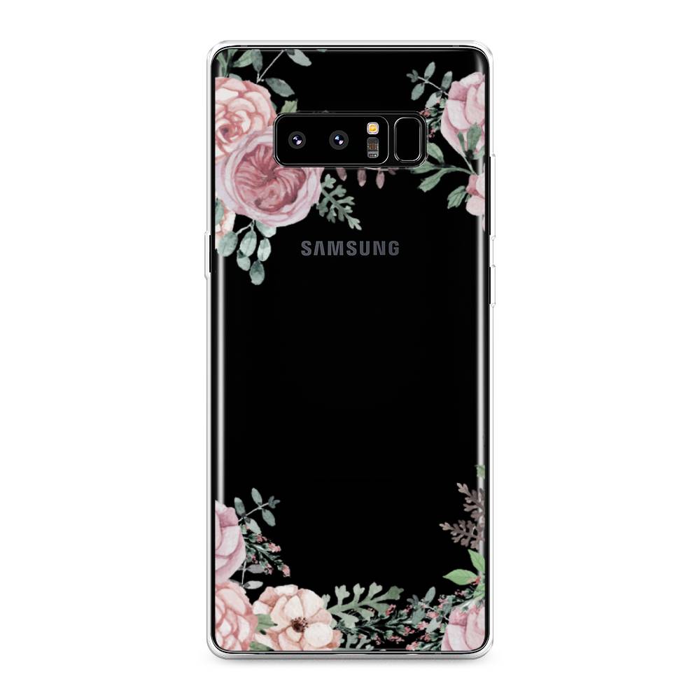 

Чехол Awog на Samsung Galaxy Note 8 "Нежные розы акварель", Прозрачный;розовый;зеленый, 25250-8