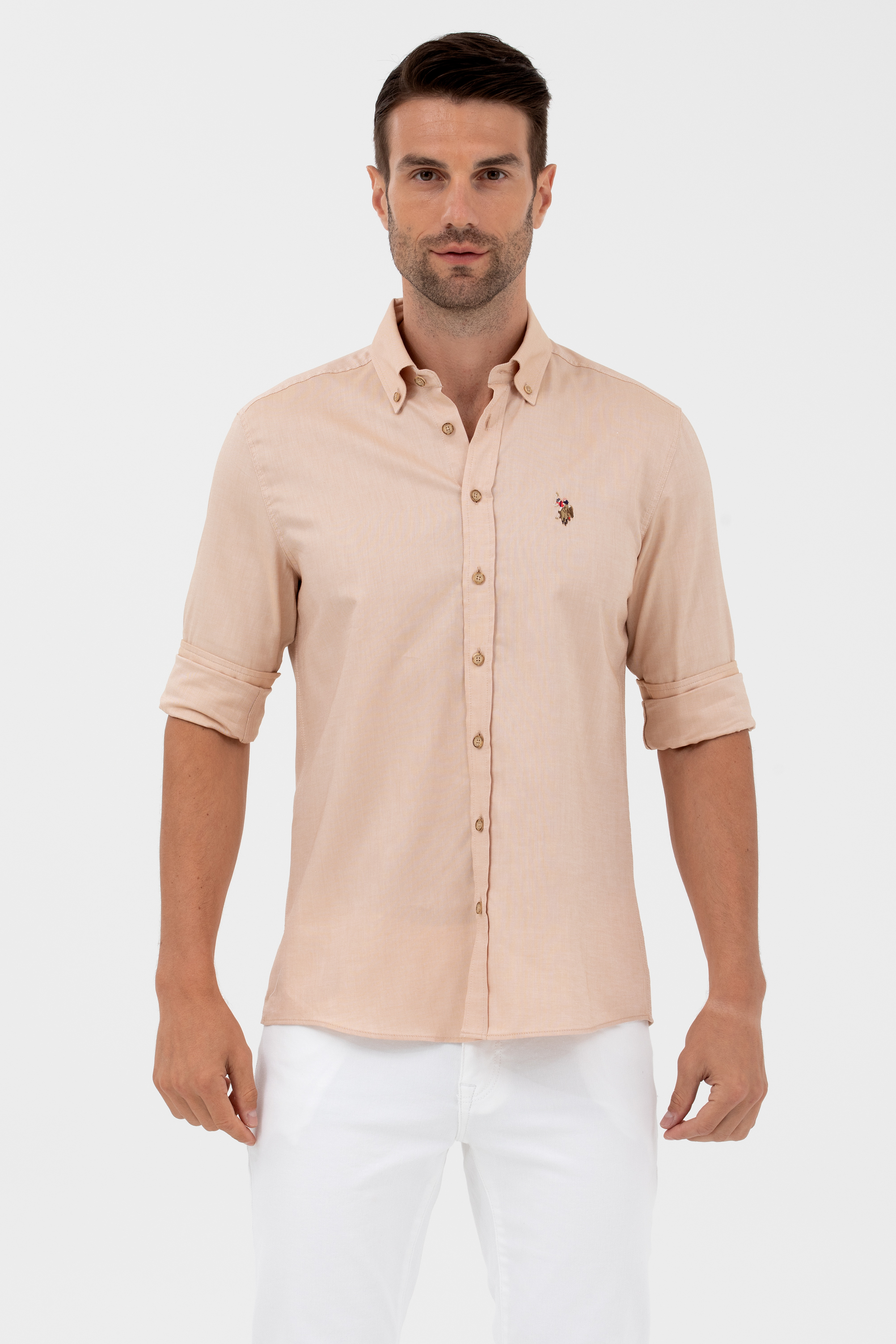 

Рубашка мужская U.S. POLO Assn. G081SZ0040CEDCOLOR023Y оранжевая L, Бежевый, G081SZ0040CEDCOLOR023Y