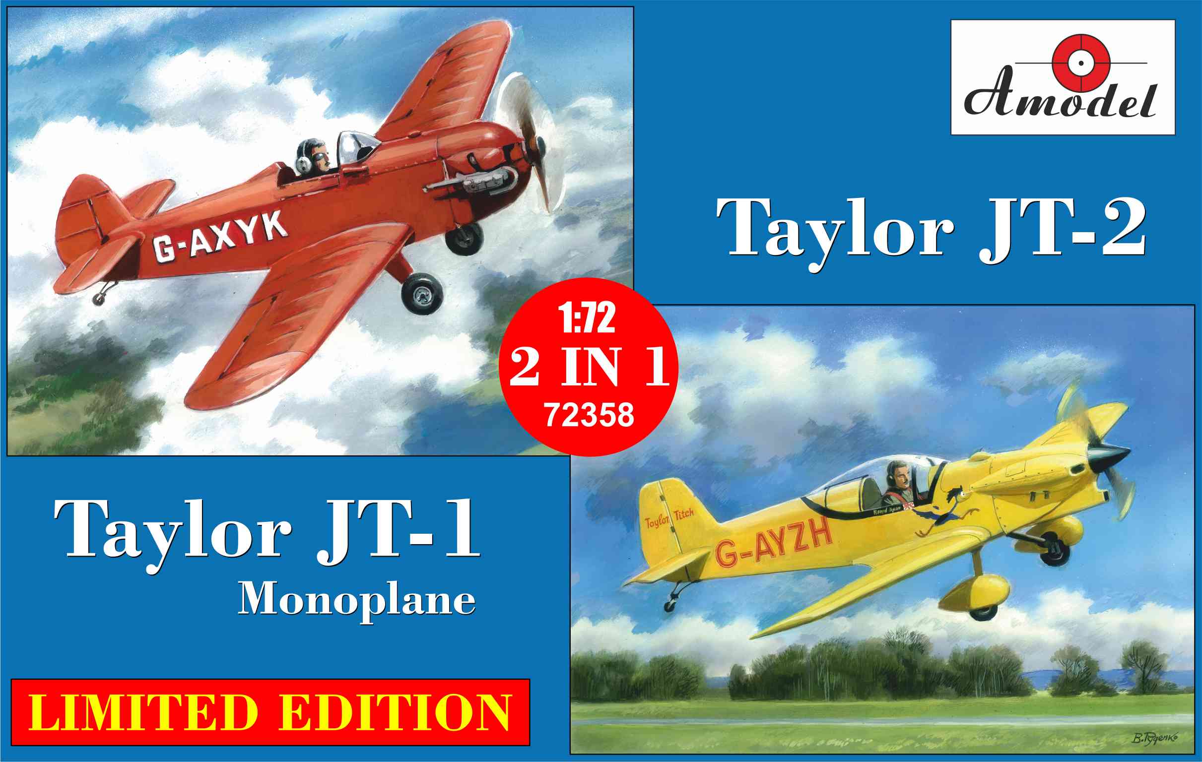 

Сборная модель Amodel 1/72 Taylor JT-1 monoplane и Taylor JT-2 72358