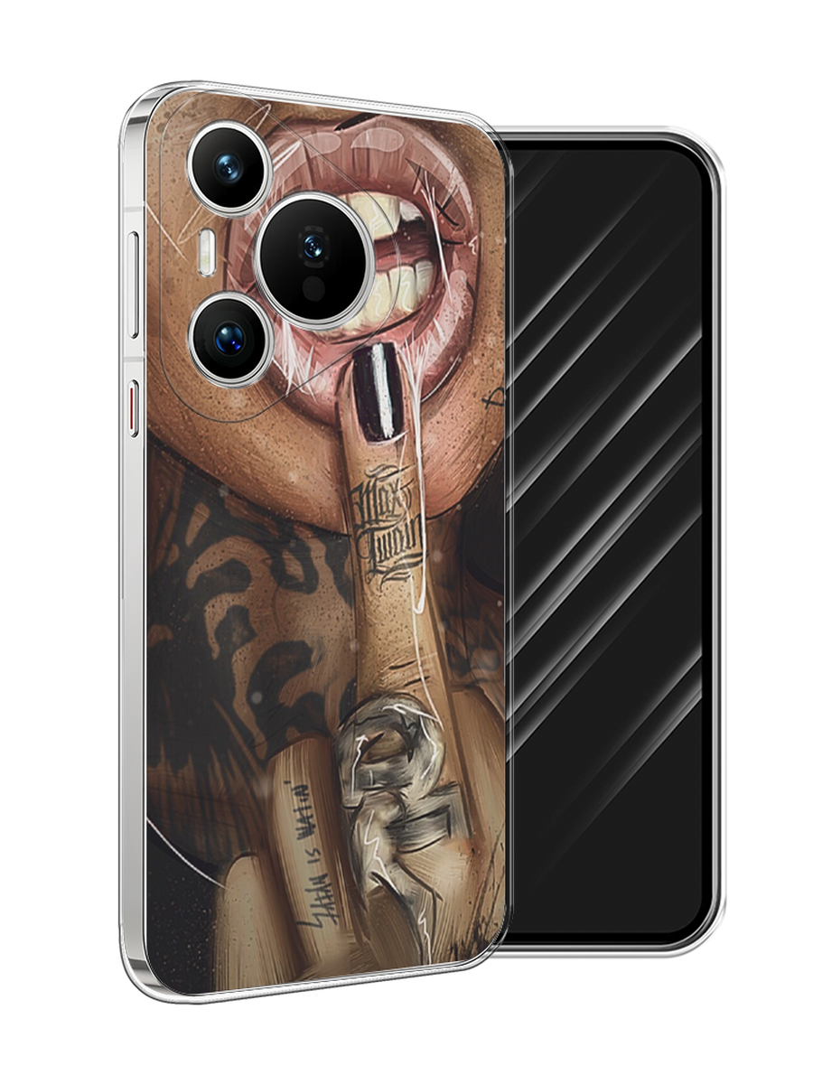 

Чехол Awog на Huawei Pura 70 "Девушка с татуировками", Бежевый;розовый;черный, 6124050-1