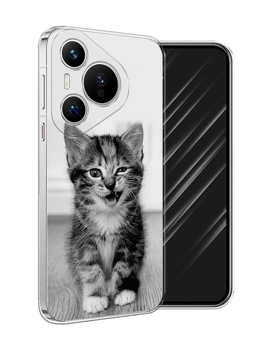 

Чехол Awog на Huawei Pura 70 "Подмигивающий котенок", Черный;серый, 6124050-1