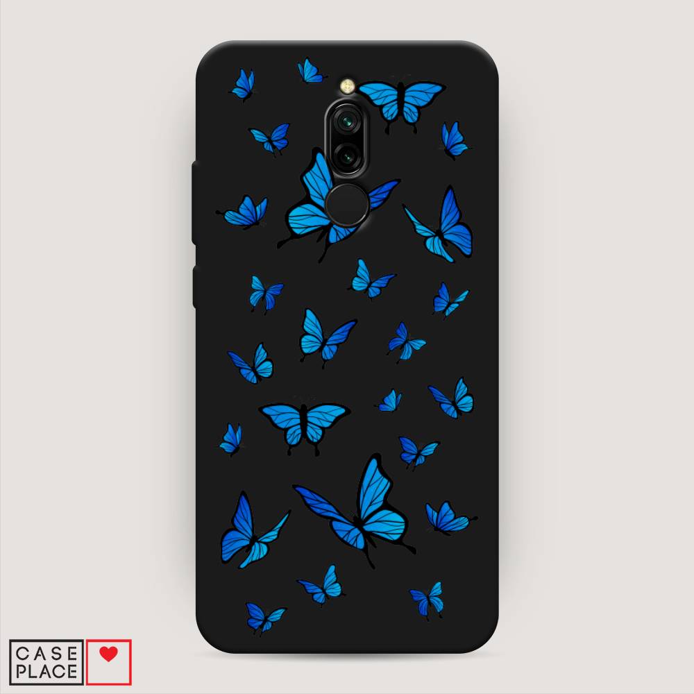 

Матовый силиконовый чехол "Синие бабочки" на Xiaomi Redmi 8, Разноцветный, 37152-1