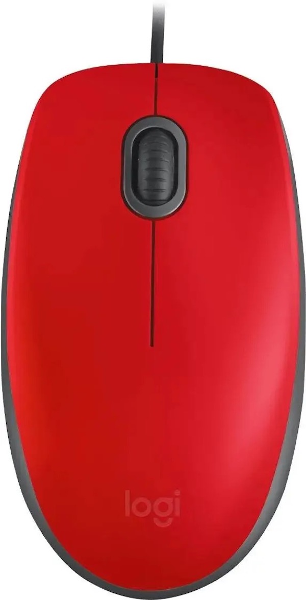 Мышь Logitech M110, оптическая, проводная, USB, красный и черный 910-005501