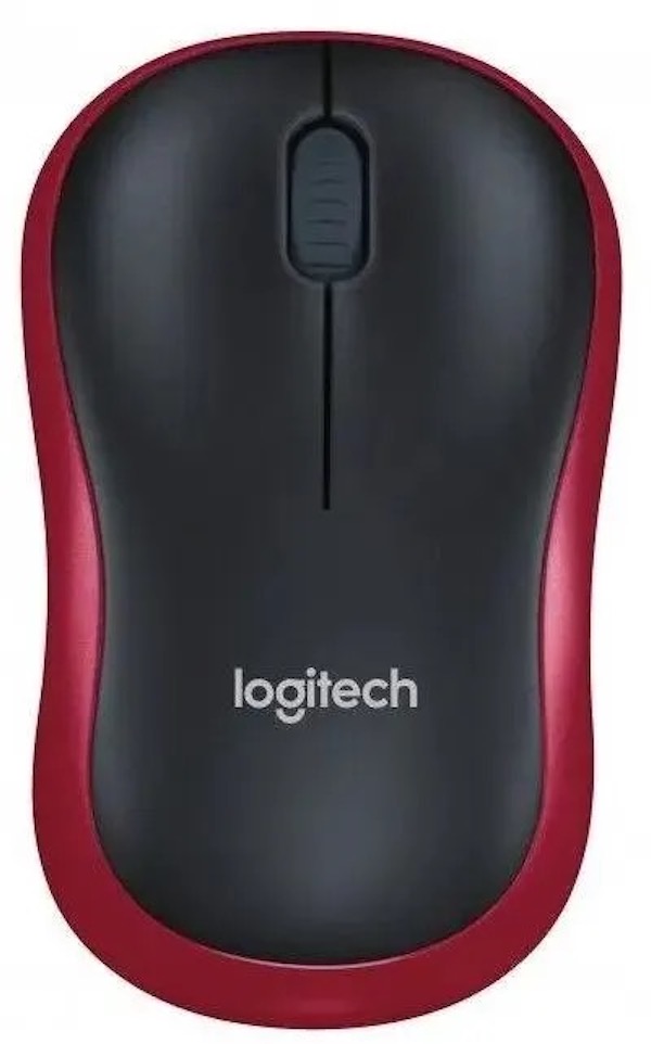 Мышь Logitech M186, оптическая, беспроводная, USB, черный и красный 910-004133