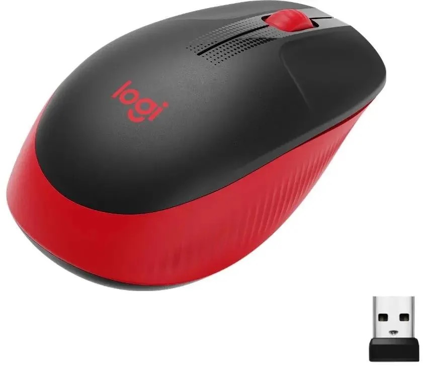 Мышь Logitech M190, оптическая, беспроводная, USB, черный и красный 910-005915