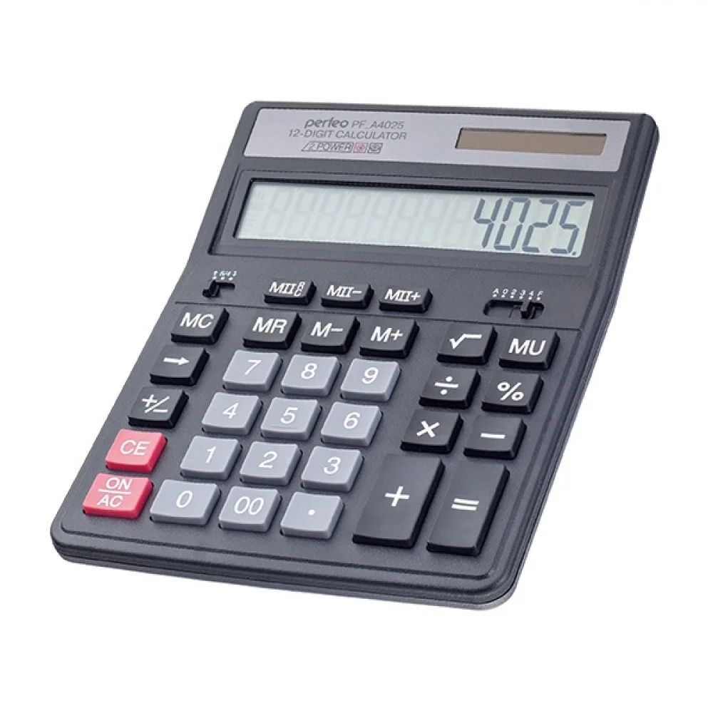 Калькулятор Perfeo PF A4025, бухгалтерский, 12-разр., черный