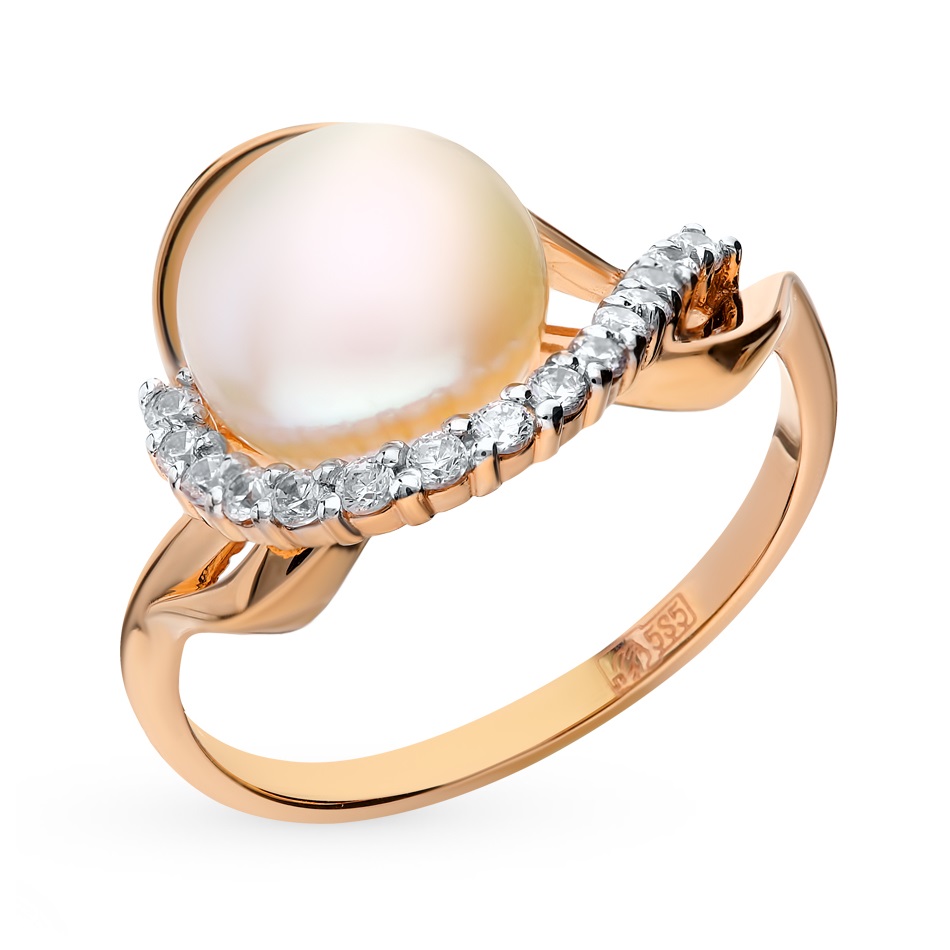 

Кольцо из красного золота р.  ЯХОНТ Золотой 2717194, жемчуг/фианит, 2717194