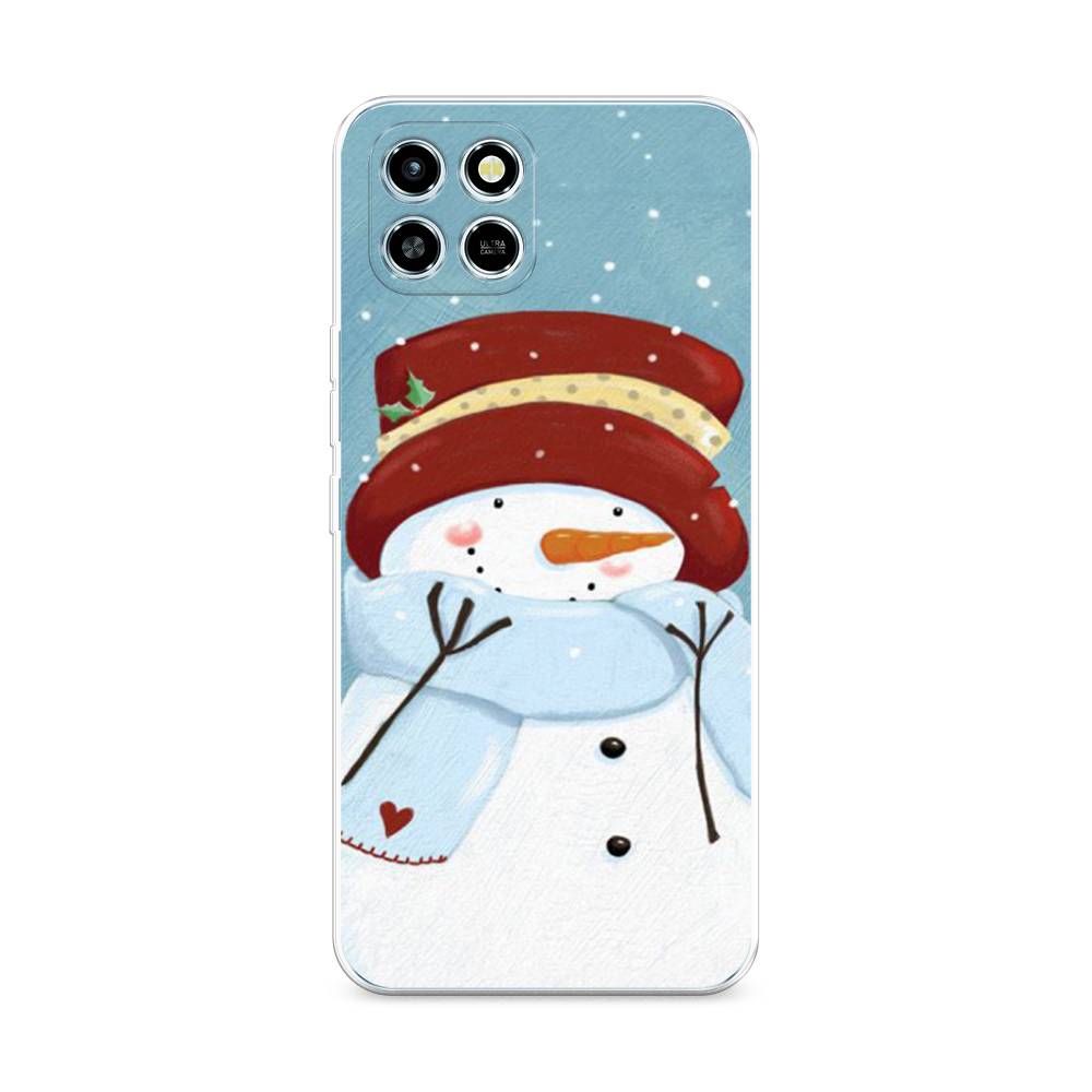 

Чехол для Infinix Smart 6 HD "Застенчивый снеговик", Голубой;белый;красный, 3101650-5