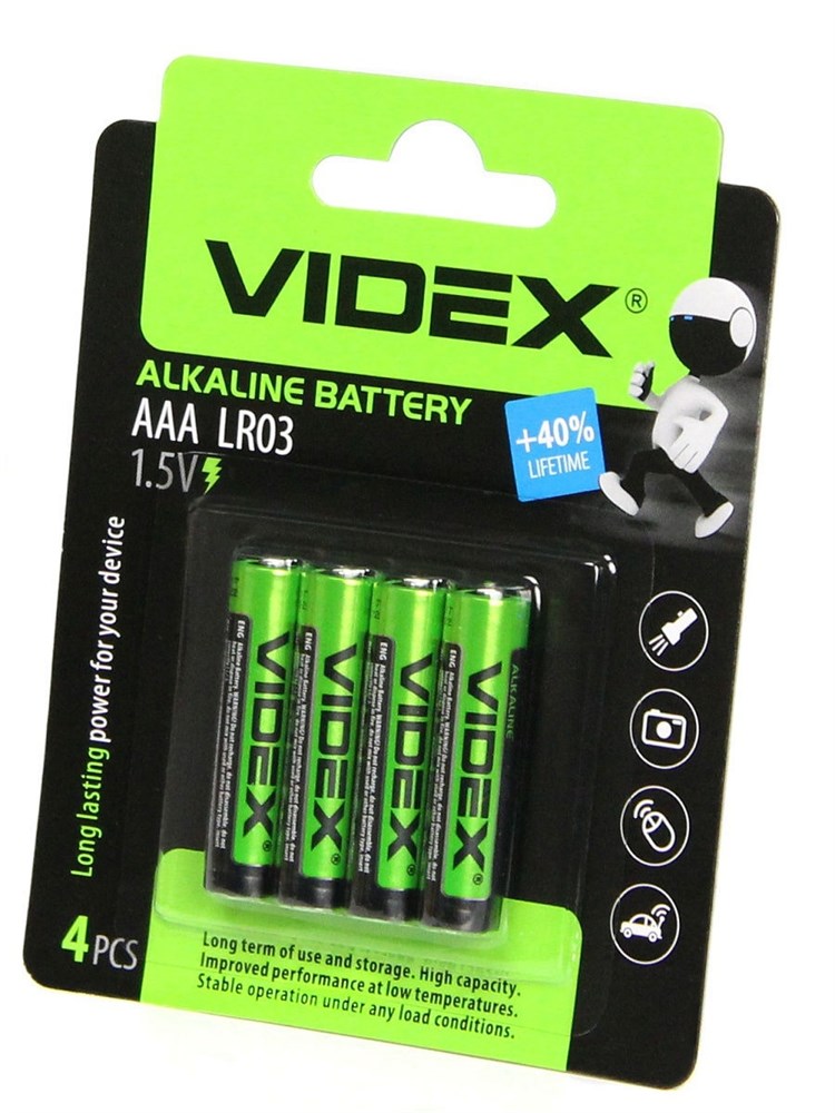 

Алкалиновые батарейки Videx LR3/ААA (Комплект 4шт.)