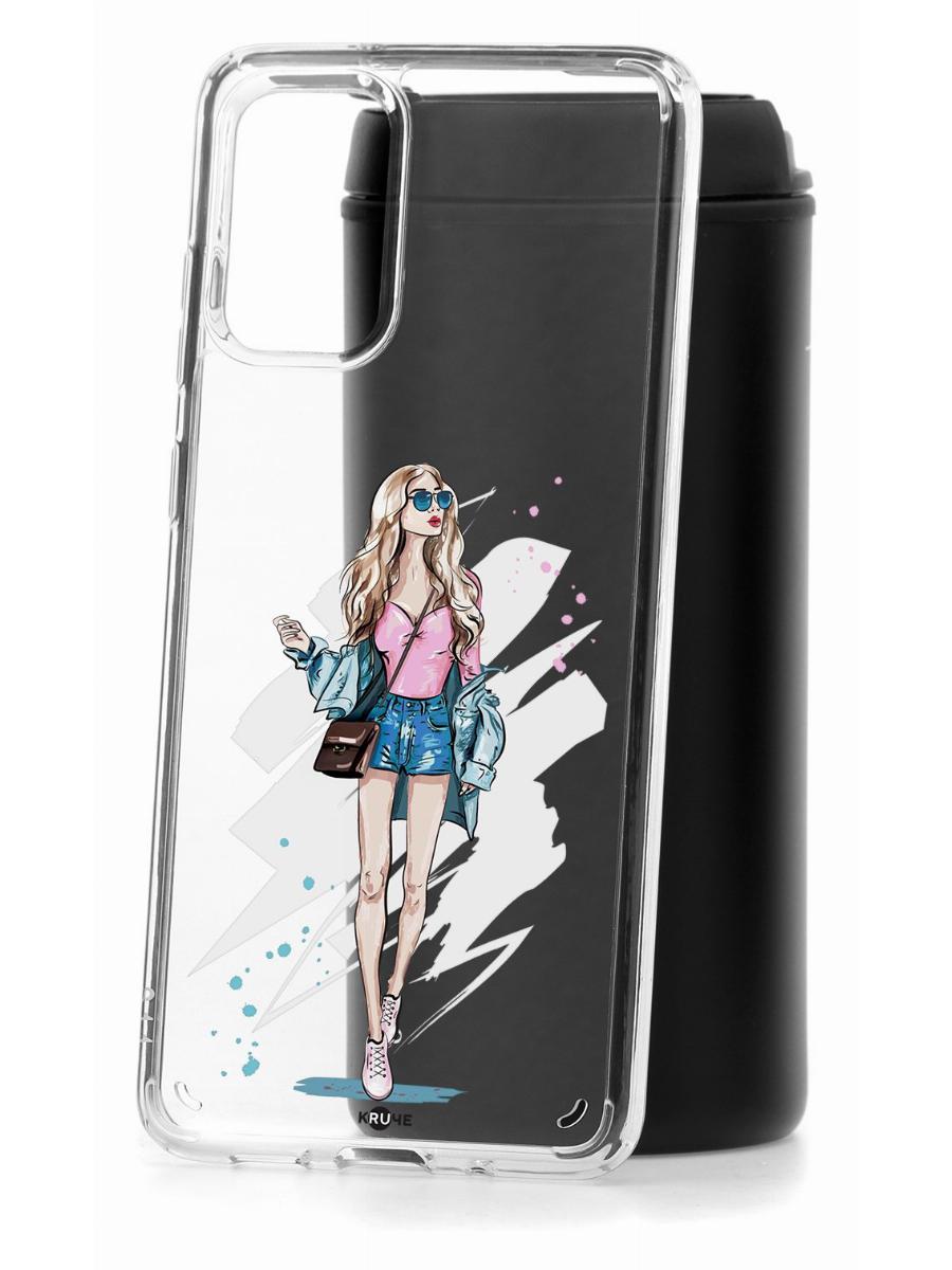 фото Чехол на samsung galaxy s20 plus kruche print fashion girl,противоударный бампер с принтом кruче