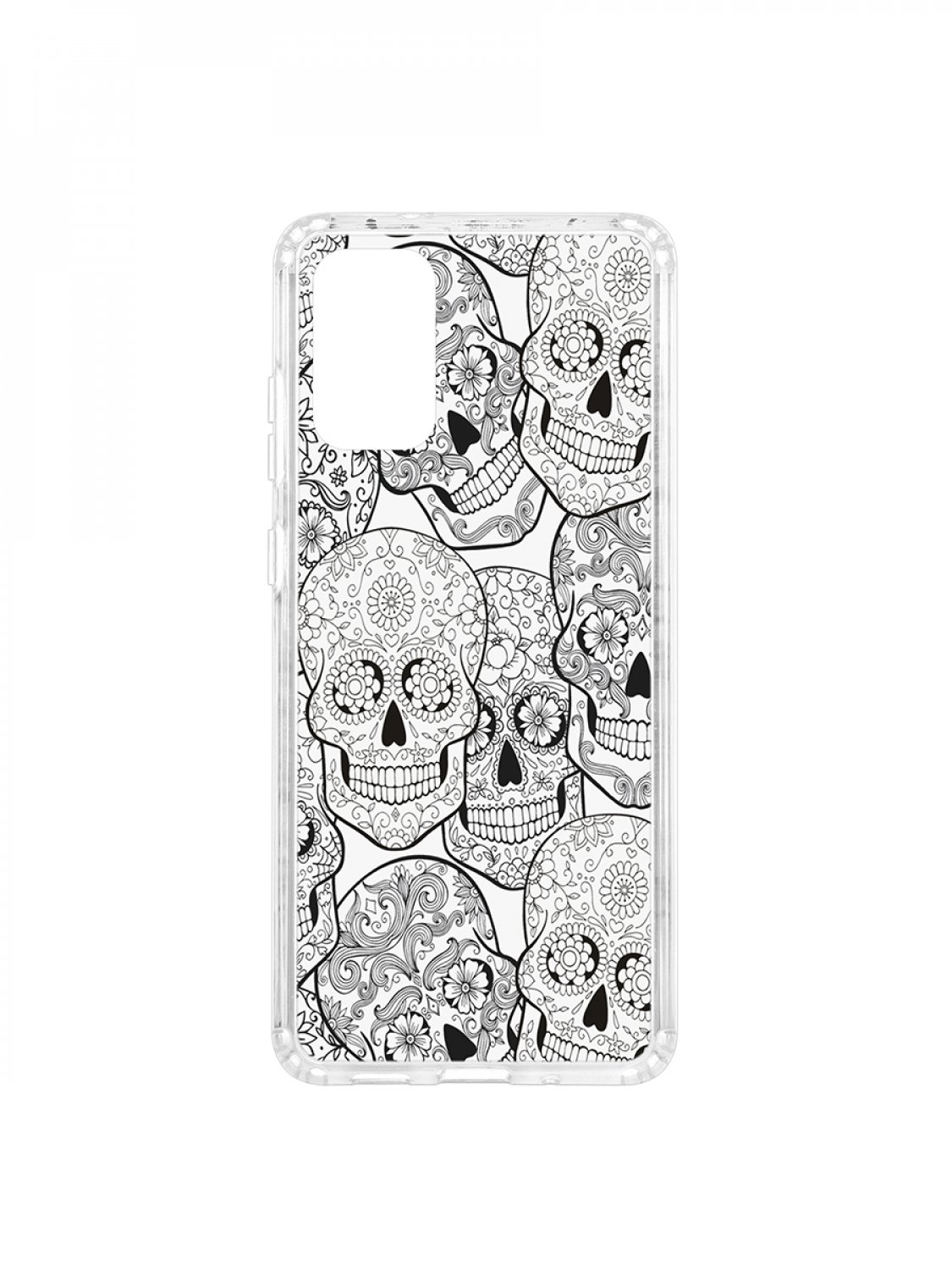 Чехол на Samsung Galaxy S20 Plus Kruche Print Skull Black,противоударный бампер с принтом