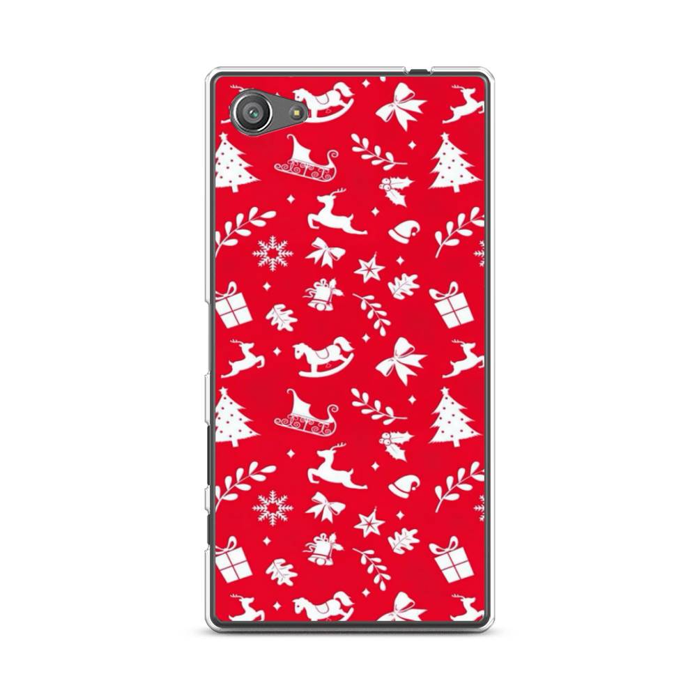 

Чехол для Sony Xperia Z5 compact "Красный новогодний фон", Красный;белый, 52250-5