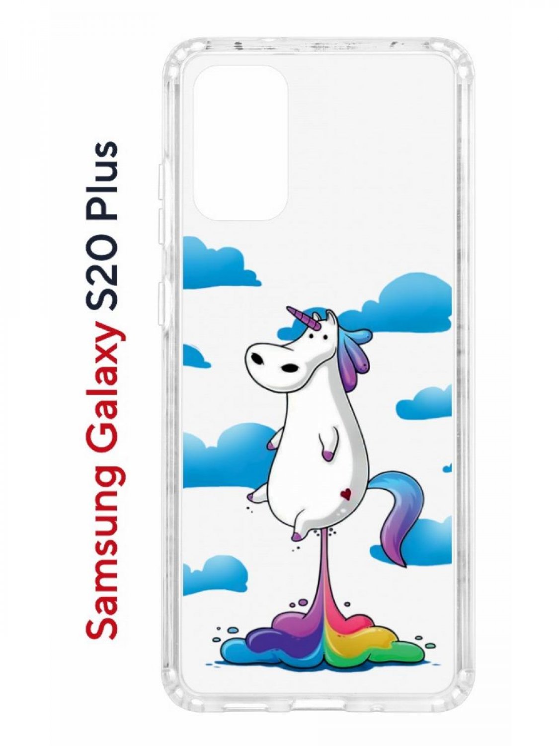 Чехол на Samsung S20 Plus Kruche Print Flying Unicorn,противоударный бампер с принтом