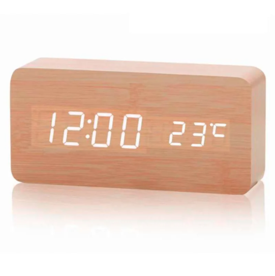 Настольные цифровые часы-будильник VST-862 Бежевые белые цифры