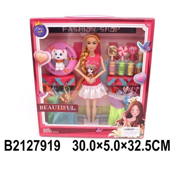 фото Кукла 8021а5 с набором платьев, питомцем и аксесc. в кор. китайская игрушка1
