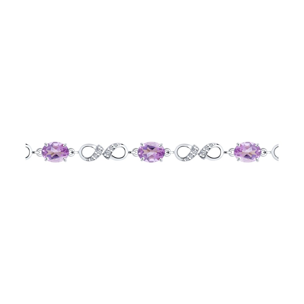 

Браслет из серебра с аметистами и фианитами р.18.5 Diamant 94-350-00586-2, 94-350-00586-2