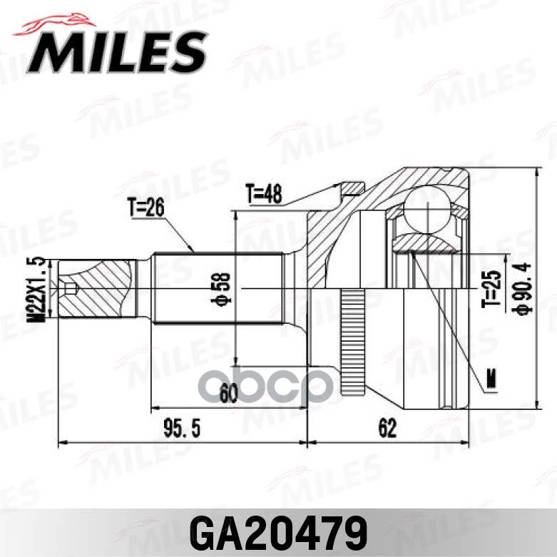 

Шрус Toyota Corolla 1.8-2.0d 02- Нар.(Abs) Miles арт. ga20479