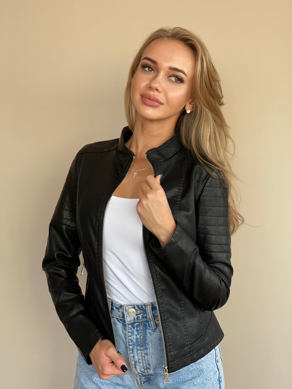 

Кожаная куртка женская E-Lisman&ZG 95 черная S, Черный, 95