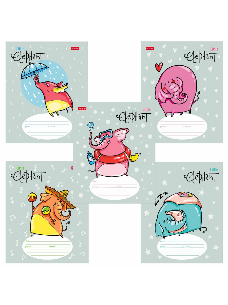 

Тетради 12 л.линия, обложка картон, Little Elephant 40 шт.