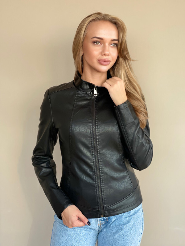 фото Кожаная куртка женская e-lisman&zg 98 черная 3xl