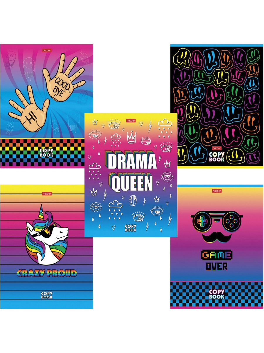 

Тетради А5, 48 л, клетка, обложка картон, CrazyColor 20 шт.