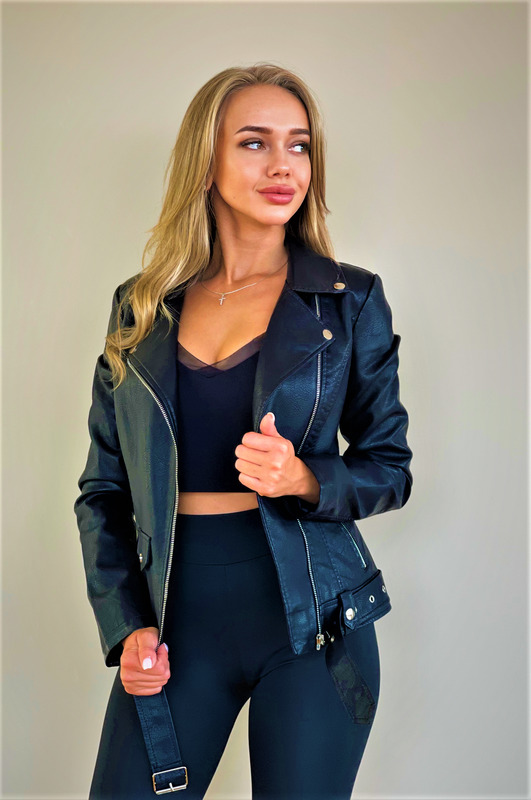 фото Кожаная куртка женская e-lisman&zg 063z черная 52 ru