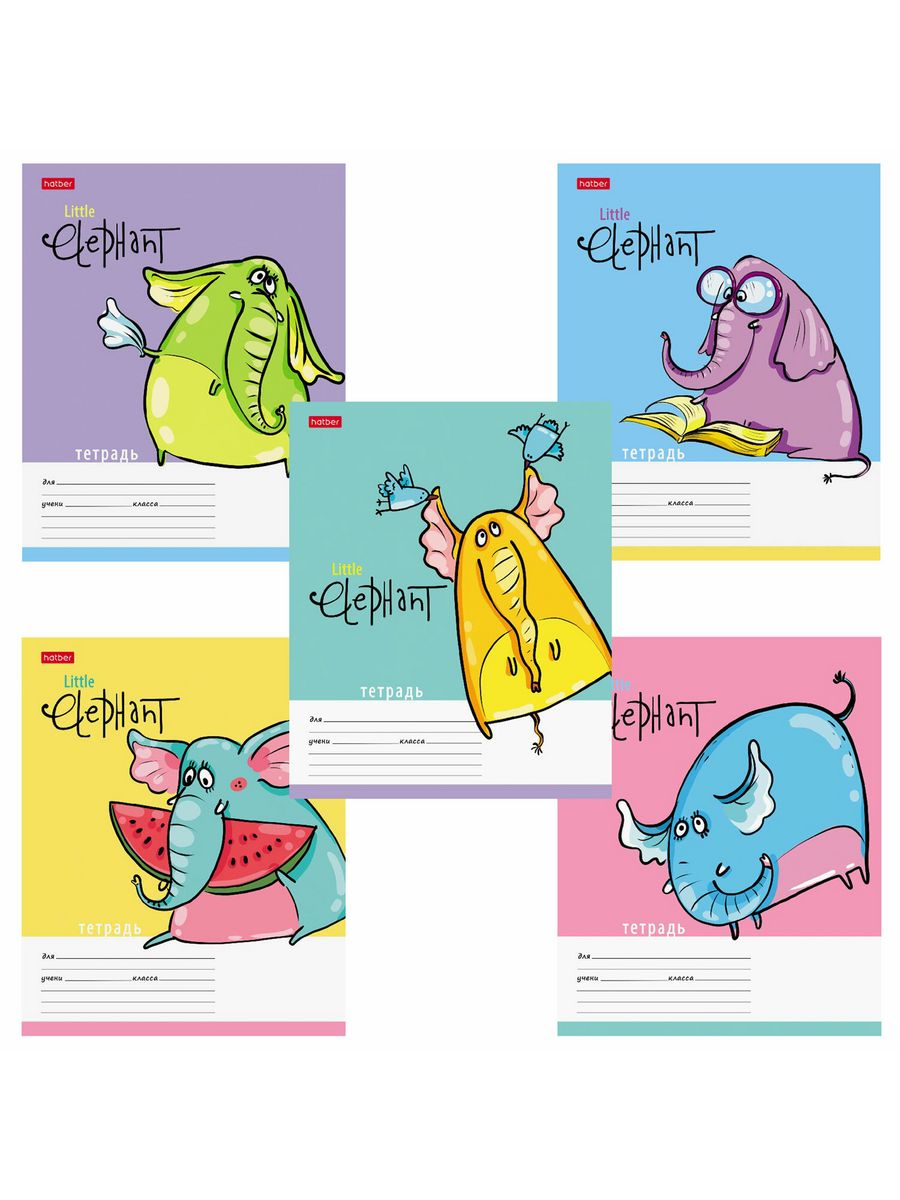 

Тетради 12 л.клетка, обложка картон, Little Elephant 40 шт.