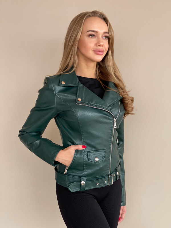 

Кожаная куртка женская E-Lisman&ZG 063Z зеленая 3XL, 063Z