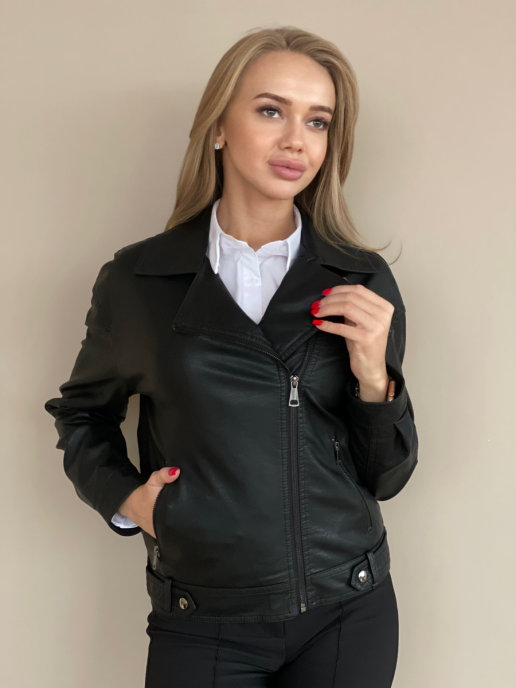 Кожаная куртка женская E-Lisman&ZG 103 черная 42 RU