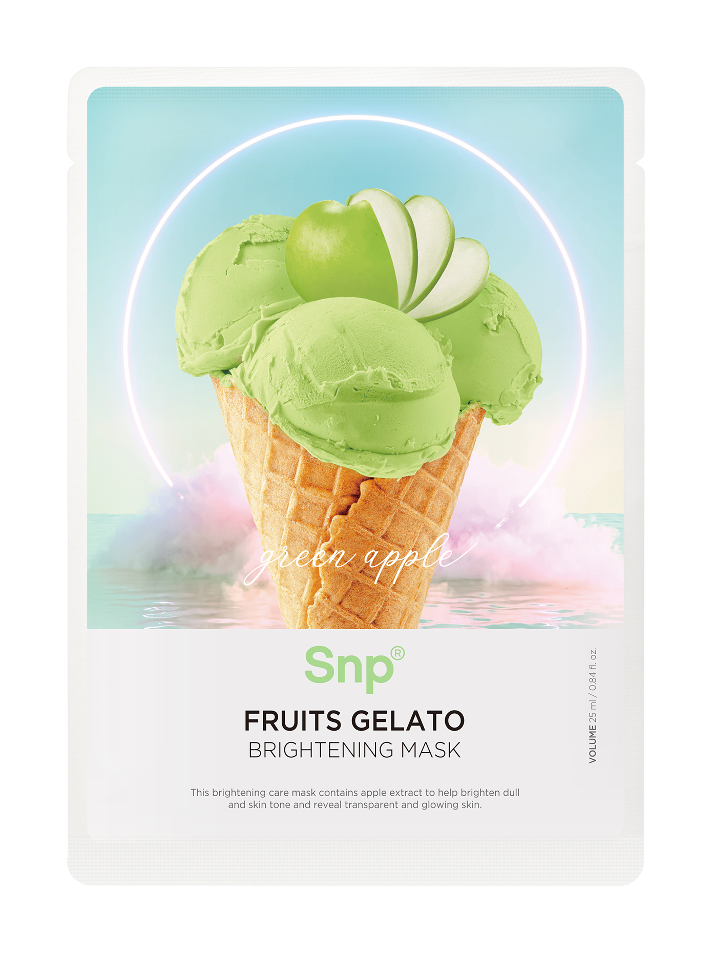 фото Маска для лица snp green apple fruits gelato brightening mask 25 мл