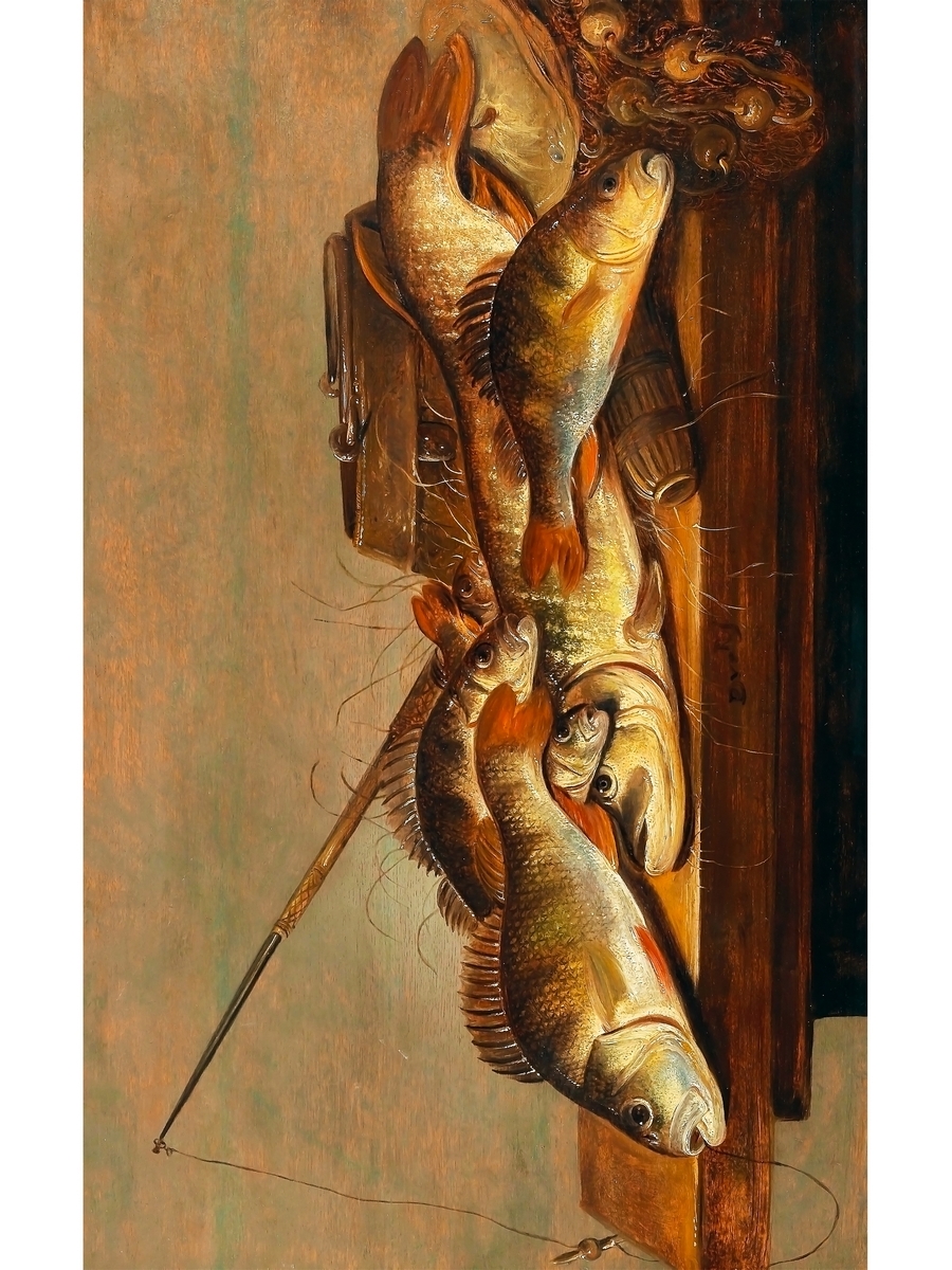фото Постер drabs a3 питер де пюттер - натюрморт с рыбой и рыбацкой утварью на столе
