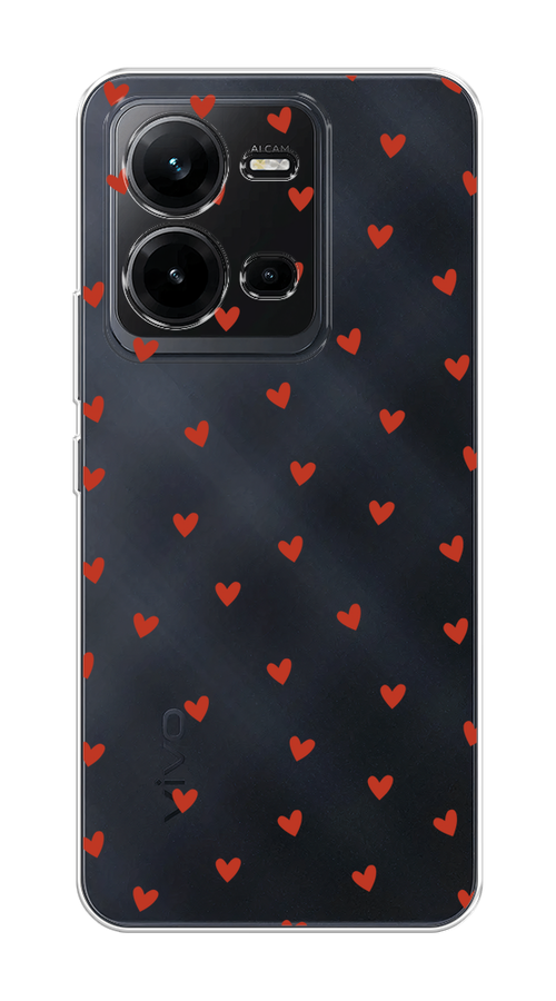 

Чехол на Vivo V25/V25e "Red hearts", Красный;прозрачный, 267650-1