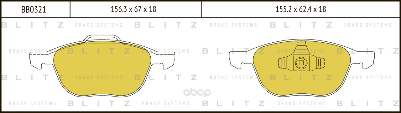 Тормозные колодки BLITZ передние для Ford Focus C-Max/Mazda 3 2003- BB0321 100056928201