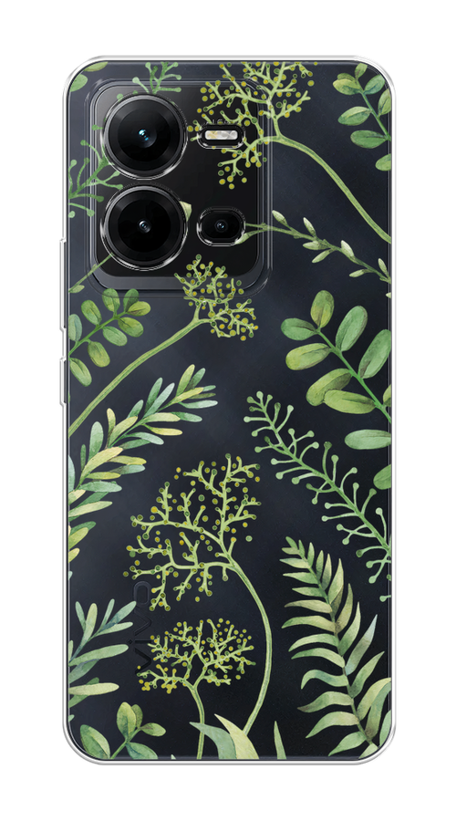 

Чехол на Vivo V25/V25e "Green Leaves", Зеленый;прозрачный, 267650-1