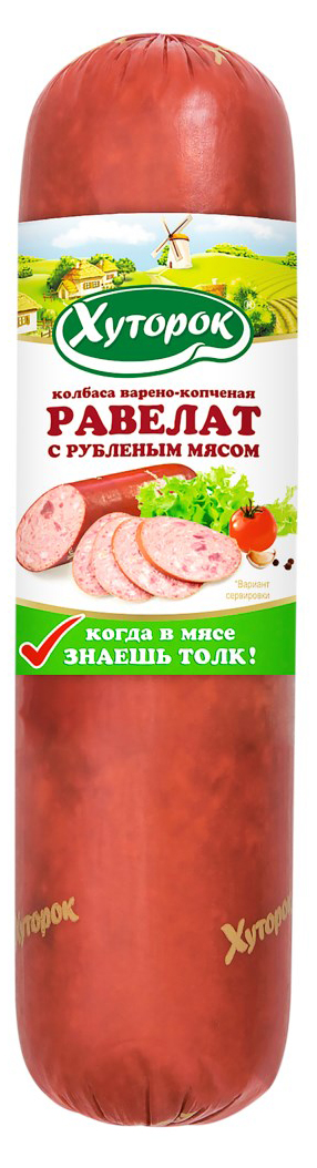 

Колбаса Хуторок Равелат с рубленым мясом варено-копченая