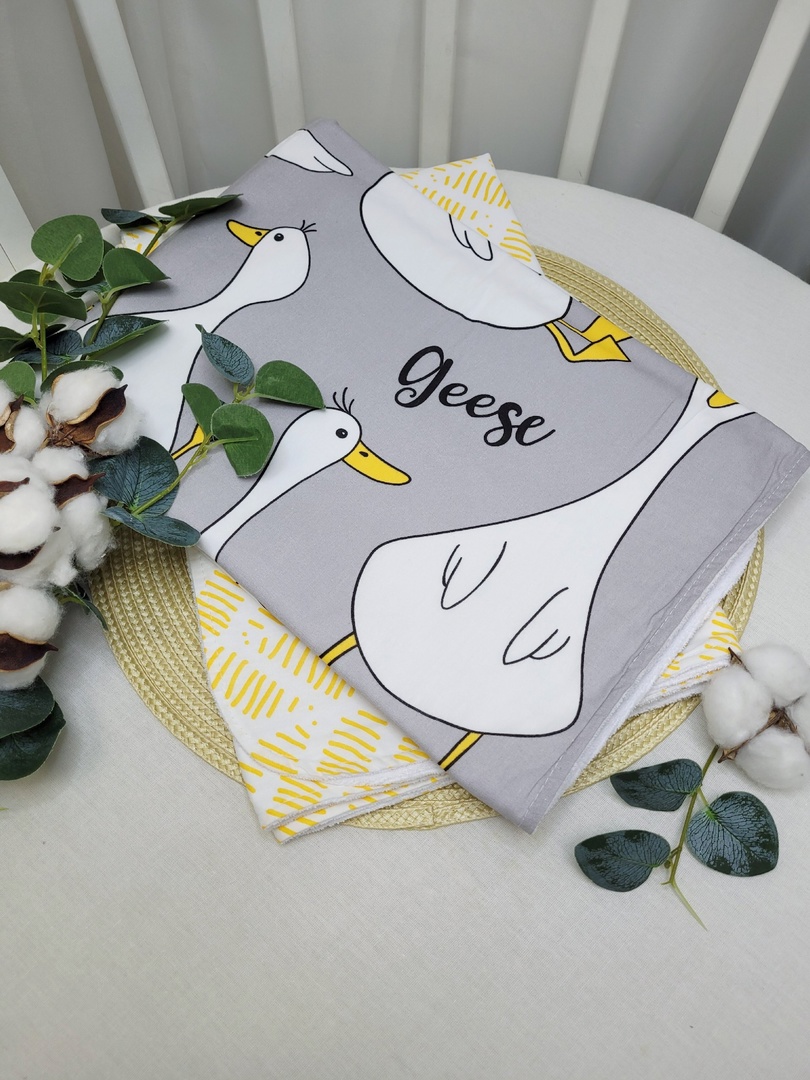 Набор детских пеленок непромокаемых Гуси на сером, 2шт, 70х100см